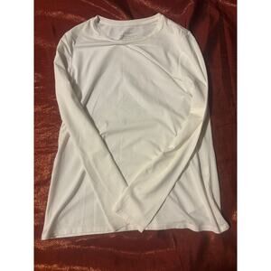 PureJill Pima Stretch Crew-Neck Tee Womens S Long Sleeve White Cotton Blend